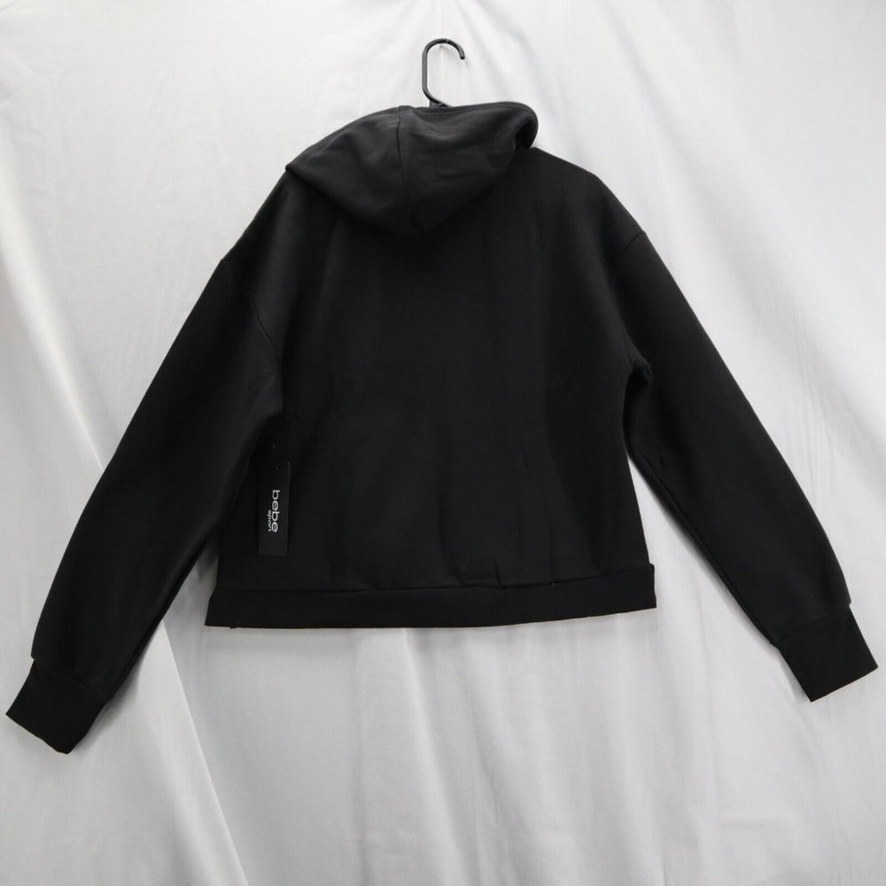 Bebe Womens Pullover Hoodie Sequin Logo Size XL Black Sweatshirt New - Picture 4 of 9